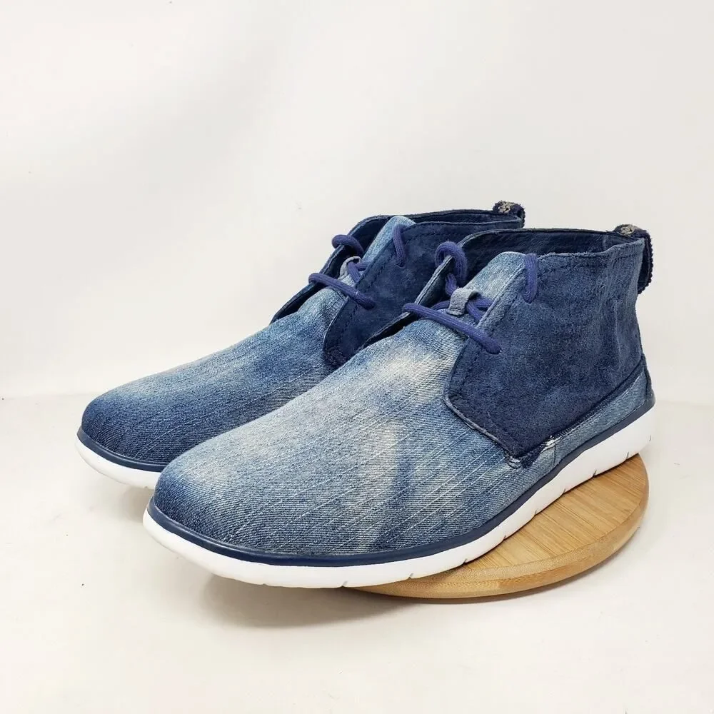 UGG Freamon Chukka Boots Mens 13 Stone Washed Denim‎ Blue Lace Up Shoes